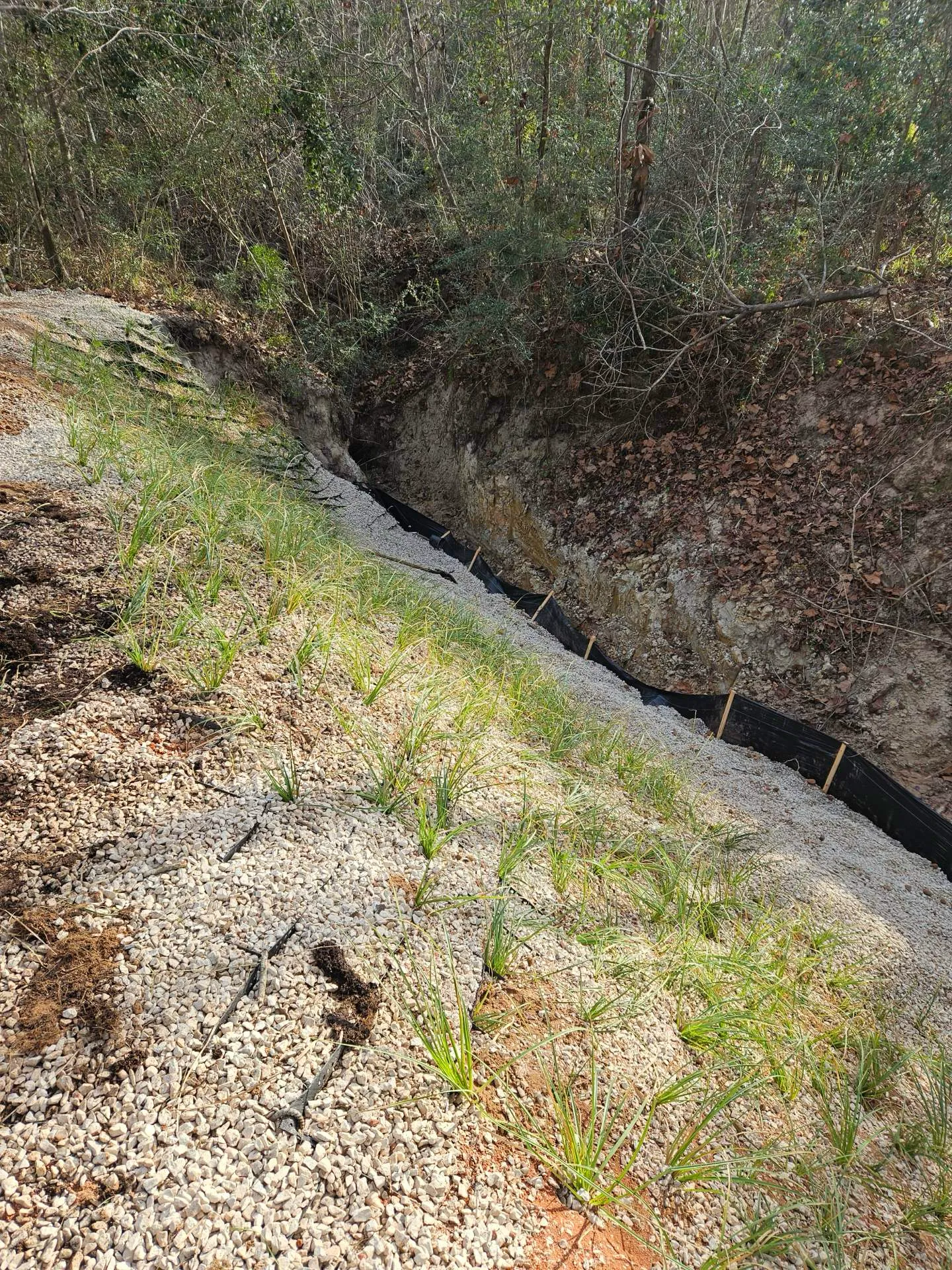 After — erosion pavers lining the hillside